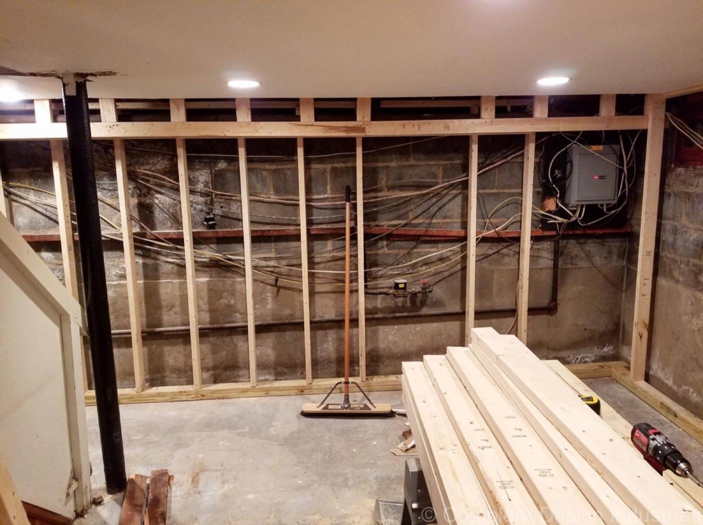 Basement framing on the way to finished space
