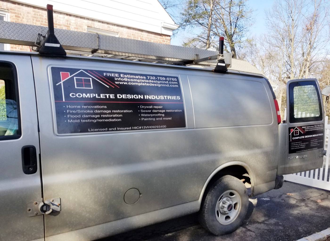 Complete Design Industries work van, a licensed contractor NJ homeowners can verify