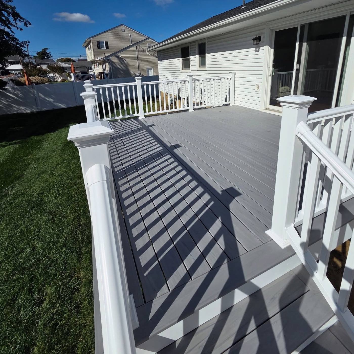 Composite deck with white railings