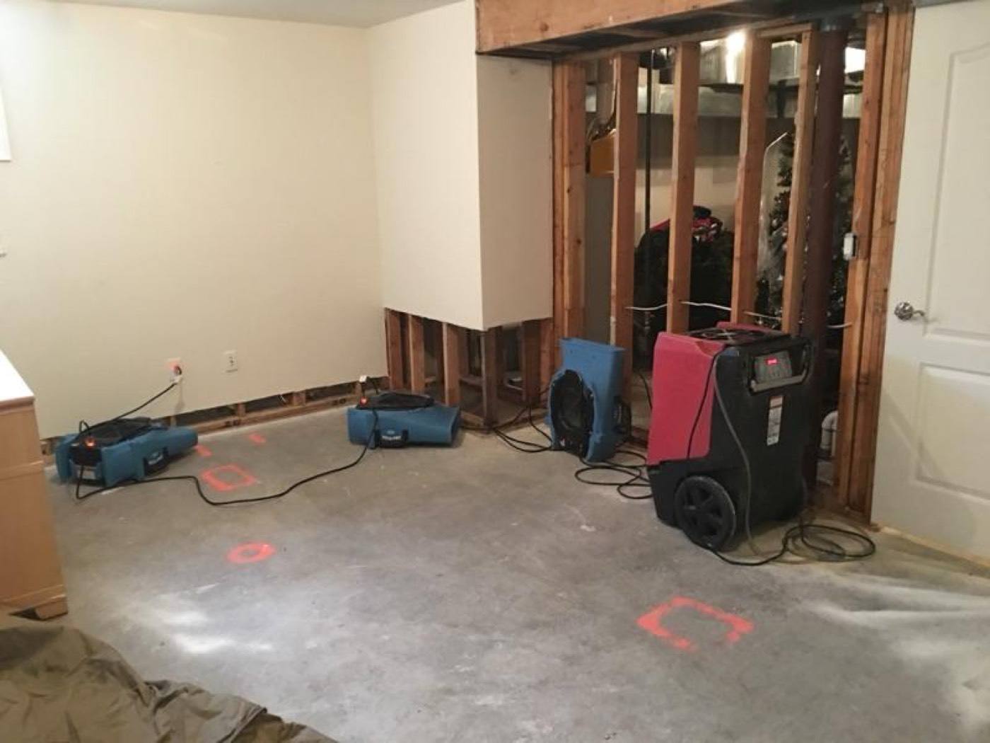 Drying equipment running after basement water damage